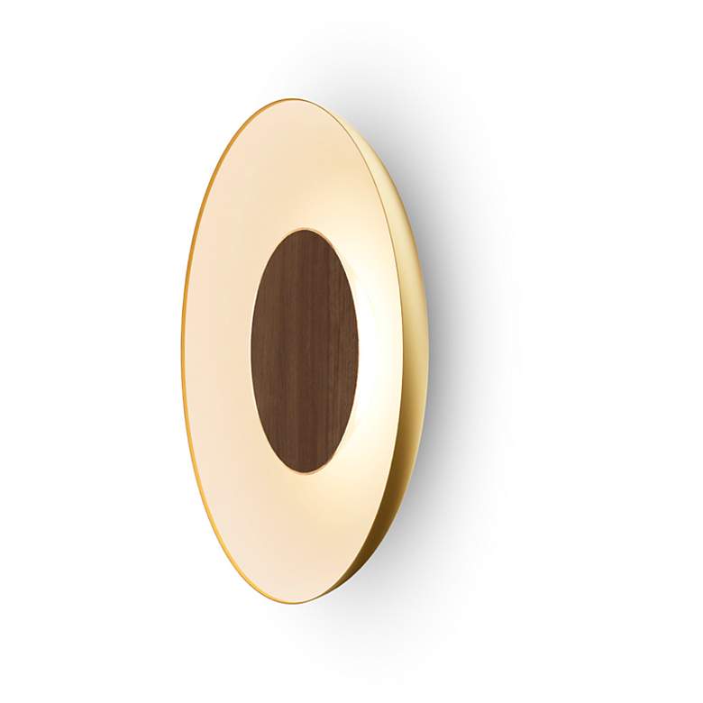 Image 1 Koncept Ramen Wall Sconce 12" (Walnut) w/ 24" back dish (Gold w/