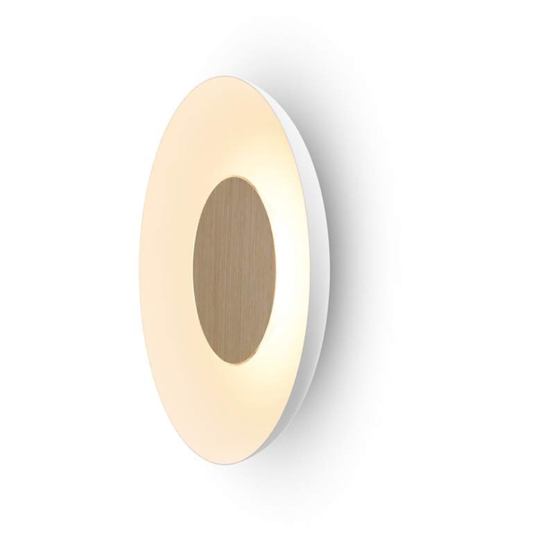 Image 1 Koncept Ramen Wall Sconce 12" (White Oak) w/ 24" back dish (White