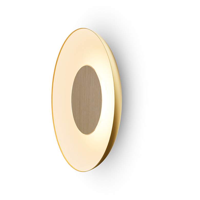 Image 1 Koncept Ramen Wall Sconce 12" (Wht Oak) w/ 24" back dish (Gold w/