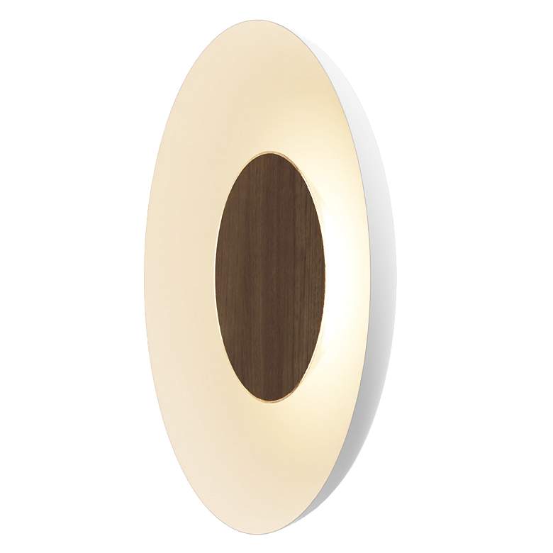 Image 1 Koncept Ramen Wall Sconce 12" (Oiled Walnut) w/ 24" back dish (White)