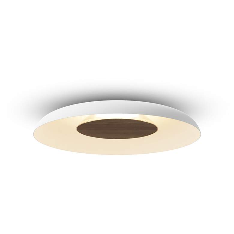 Image 2 Koncept Ramen Wall Sconce 12" (Oiled Walnut) w/ 24" back dish (White) more views