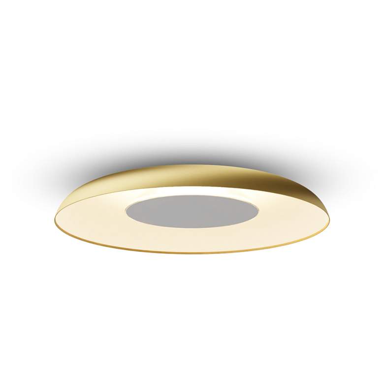 Image 2 Koncept Ramen Wall Sconce 12" (Paintable Wh) w/ 24" back dish (Gd w/ Wh In) more views