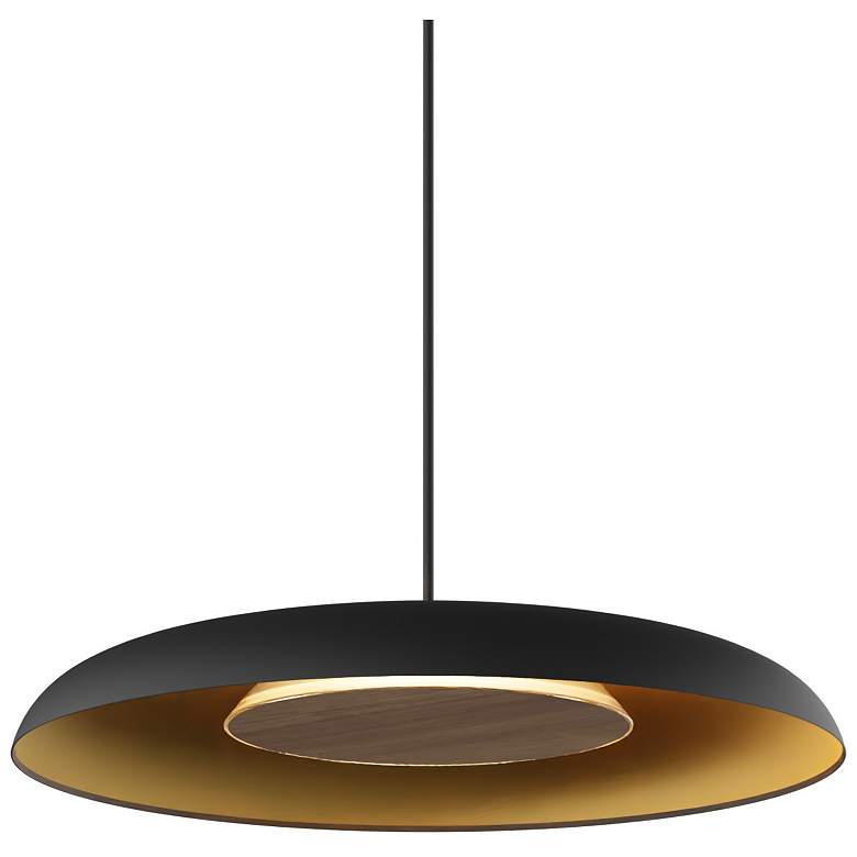 Image 3 Koncept Ramen Wall Sconce 12" (Walnut) w/ 24" back dish (Bk w/ Gd Int.) more views