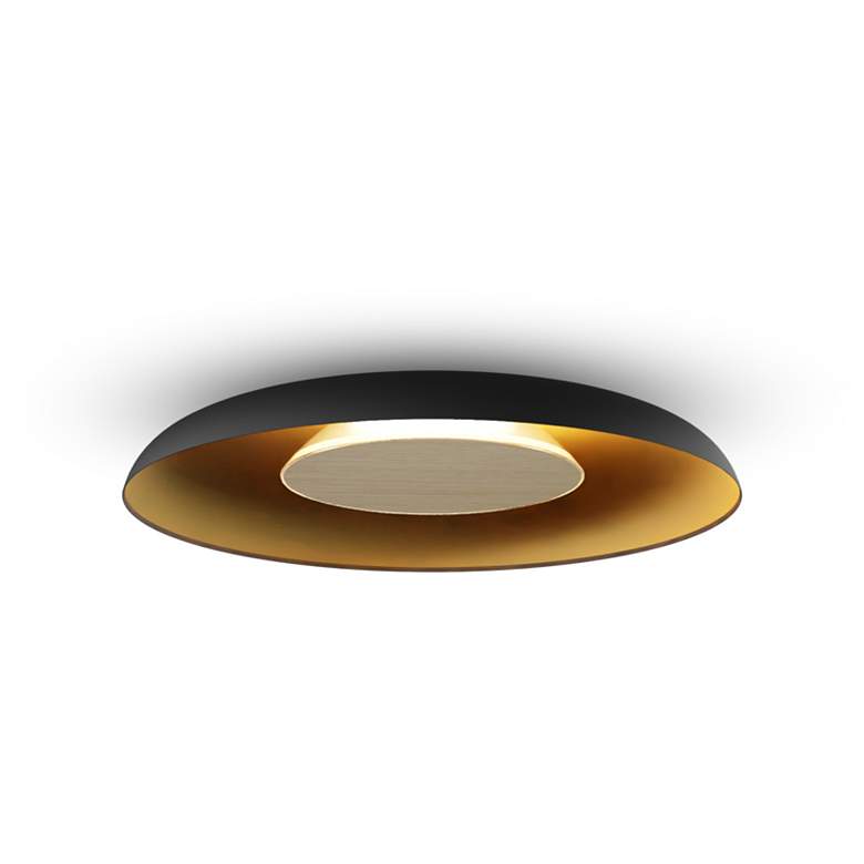 Image 2 Koncept Ramen Wall Sconce 12" (Wh Oak) w/ 24" back dish (Black w/ Gold Int) more views