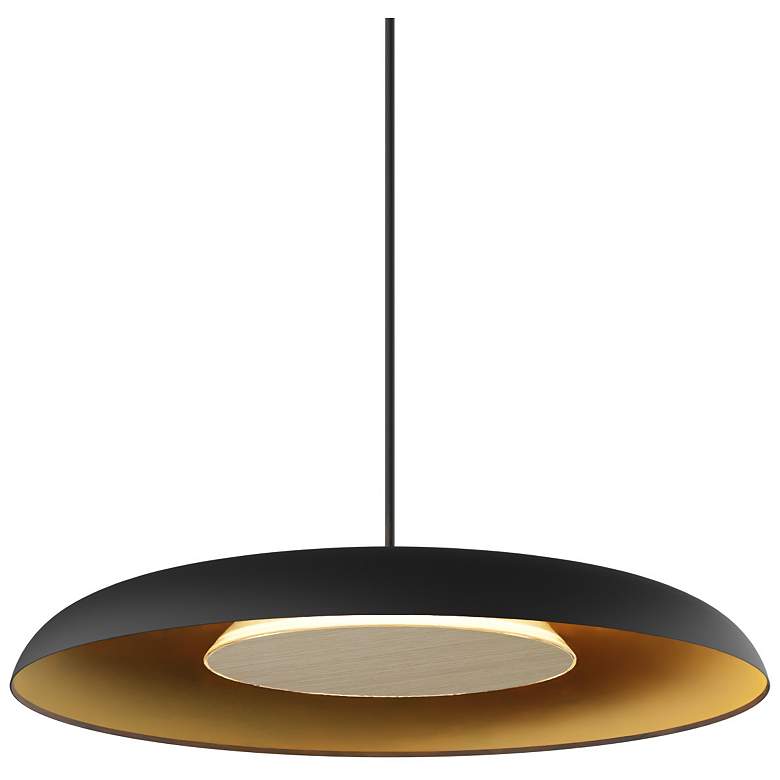Image 3 Koncept Ramen Wall Sconce 12" (Wh Oak) w/ 24" back dish (Black w/ Gold Int) more views