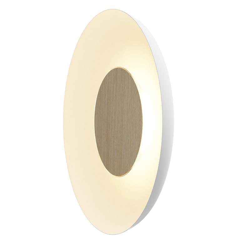 Image 1 Koncept Ramen Wall Sconce 12" (White Oak) w/ 24" back dish (White)
