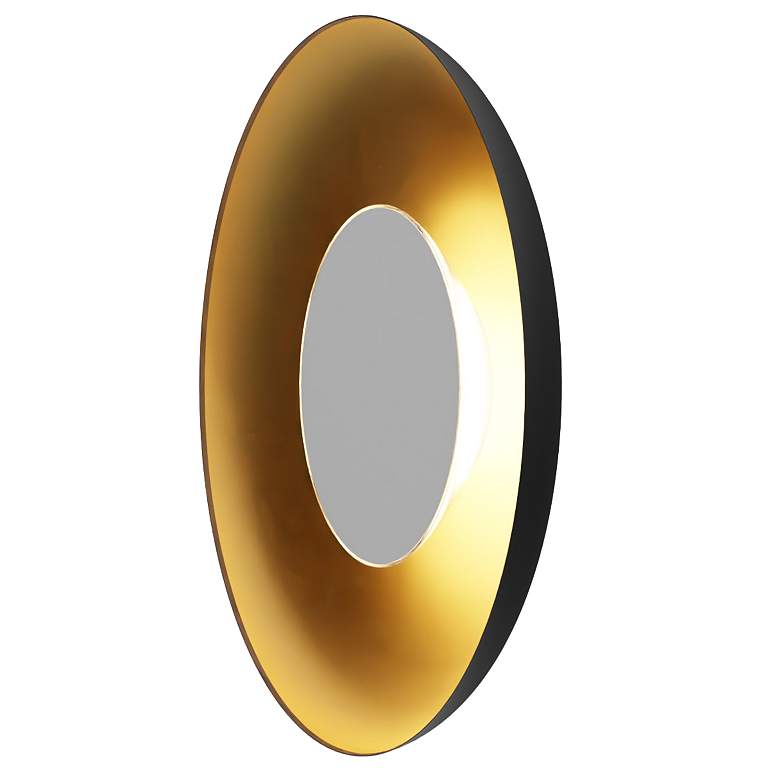 Image 1 Koncept Ramen Wall Sconce 12" (White) w/ 24" back dish (Black w/ Gold Int)