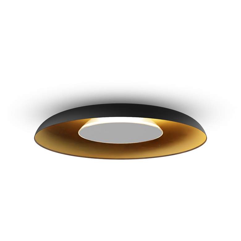 Image 2 Koncept Ramen Wall Sconce 12" (White) w/ 24" back dish (Black w/ Gold Int) more views