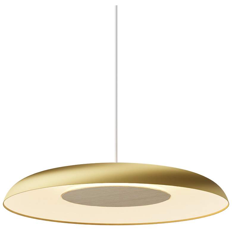 Image 3 Koncept Ramen Wall Sconce 12" (Wht Oak) w/ 24" back dish (Gold w/ Wh Intr.) more views