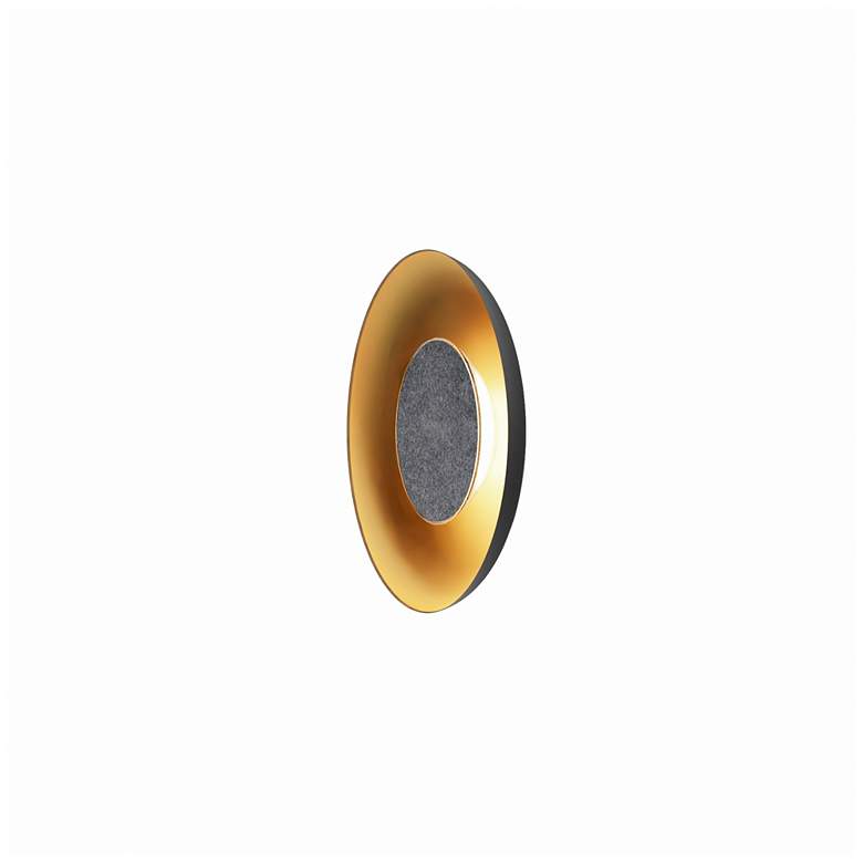 Image 2 Koncept Ramen Wall Sconce 9" (Charc.l Felt) w/ 18" back dish (Bk w/ Gd Int) more views