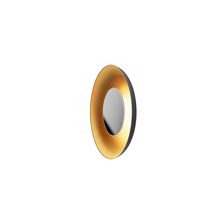 Image 2 Koncept Ramen Wall Sconce 9" (Chrme) w/ 18" back dish (Black w/ Gold Int) more views
