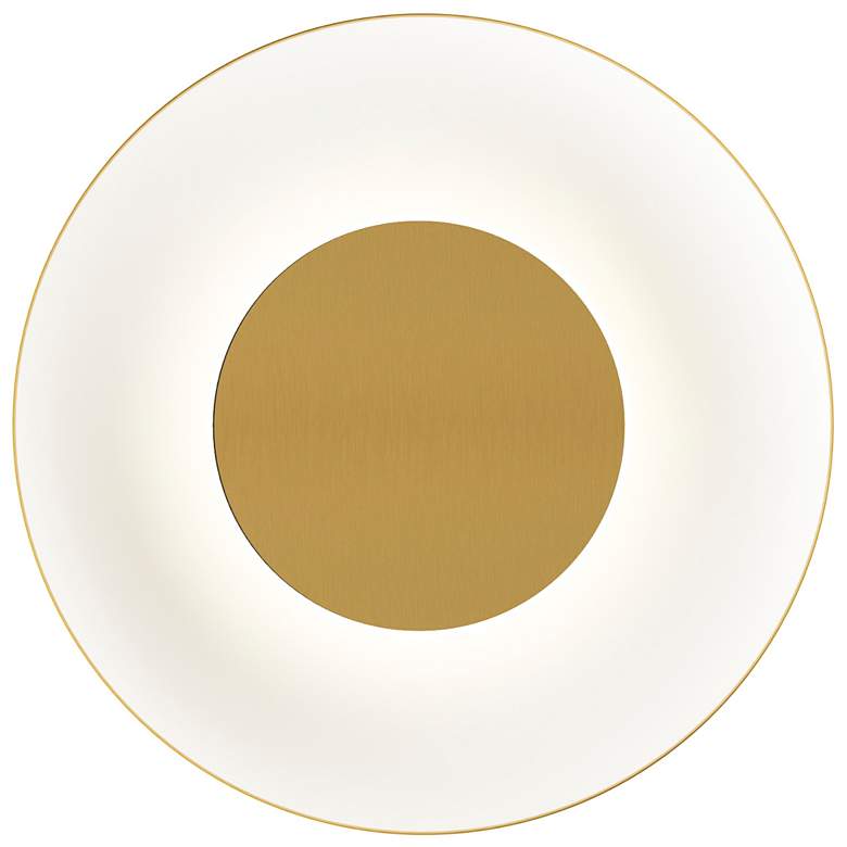 Image 1 Koncept Ramen Wall Sconce 9" (Brass) w/ 18" back dish (Gold w/ Wh