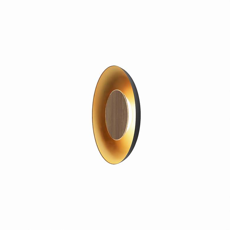Image 2 Koncept Ramen Wall Sconce 9" (Walnut) w/ 18" back dish (Bk w/ Gol more views