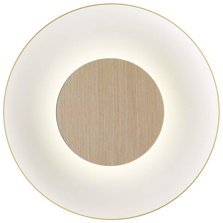 Image 1 Koncept Ramen Wall Sconce 9" (White Oak) w/ 18" back dish (Gold w