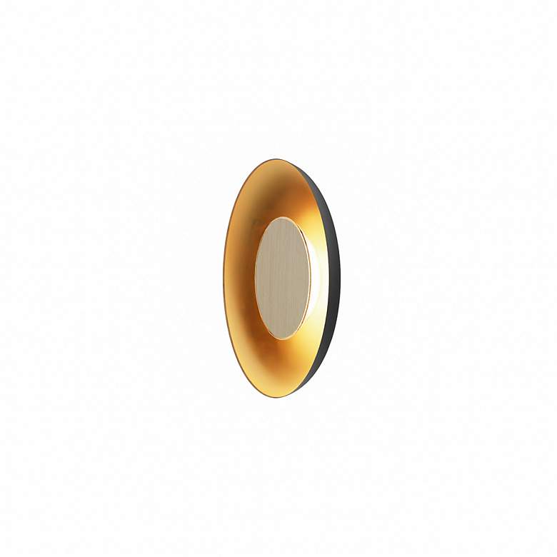 Image 2 Koncept Ramen Wall Sconce 9" (Wht Oak) w/ 18" back dish (Bk w/ Go more views