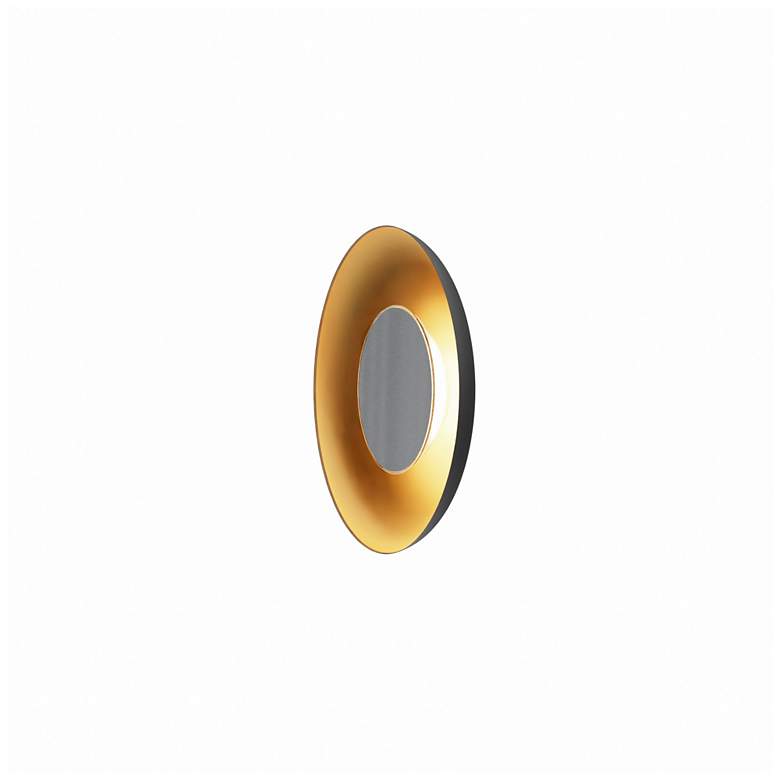 Image 2 Koncept Ramen Wall Sconce 9" (Nickel) w/ 18" back dish, Blk w/Gold Inter. more views
