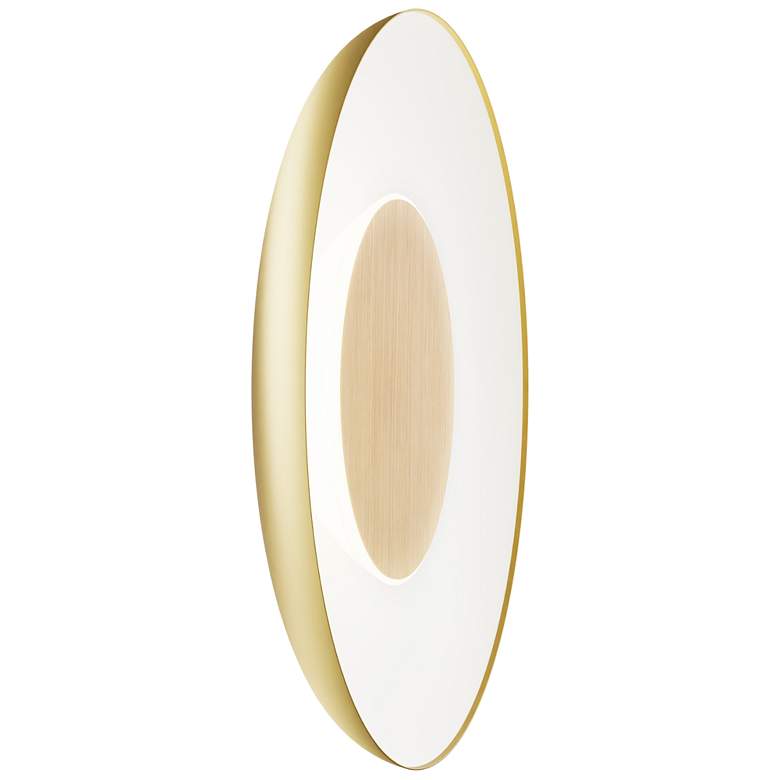 Image 2 Koncept Ramen Wall Sconce 9" (White Oak) w/ 18" back dish (Gold w/ Wh Intr) more views