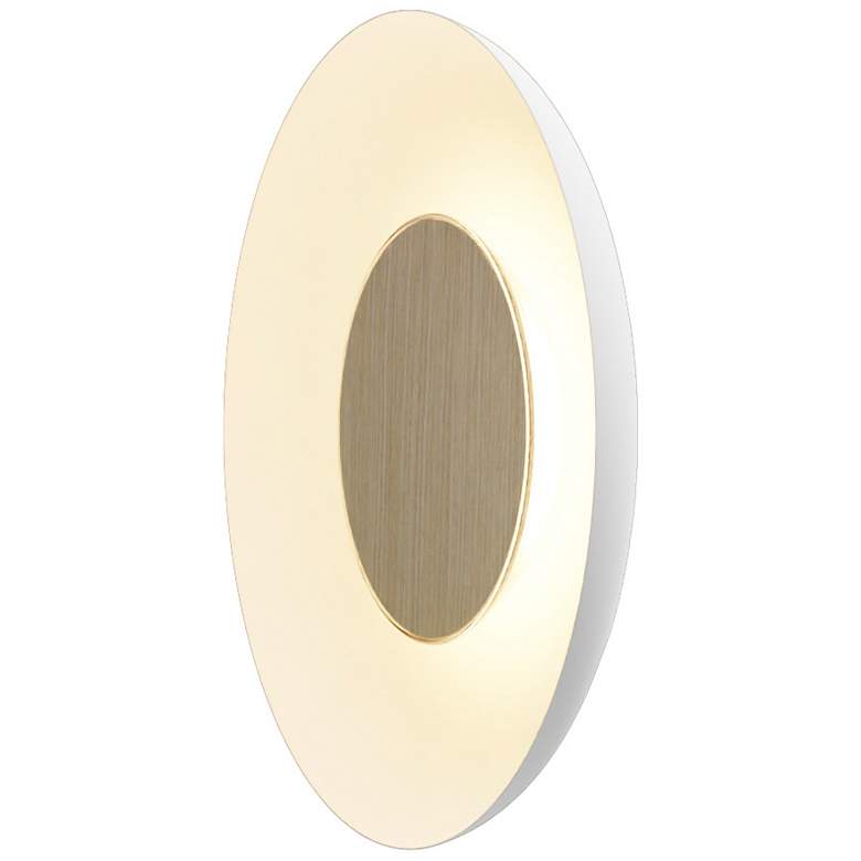 Image 2 Koncept Ramen Wall Sconce 9" (White Oak) w/ 18" back dish (White) more views