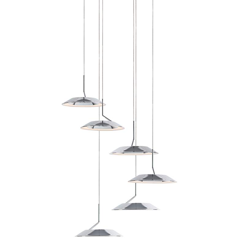 Image 2 Koncept Royyo 12 inch Wide Polished Nickel 6-Light Mini Pendant