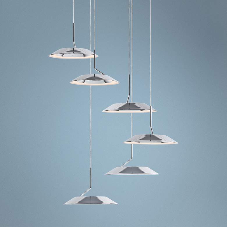 Image 1 Koncept Royyo 12 inch Wide Polished Nickel 6-Light Mini Pendant