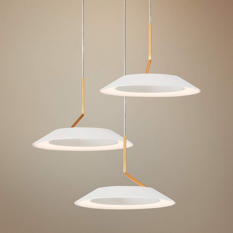 Image 1 Koncept Royyo 12"W Matte White and Gold 3-Light Mini Pendant