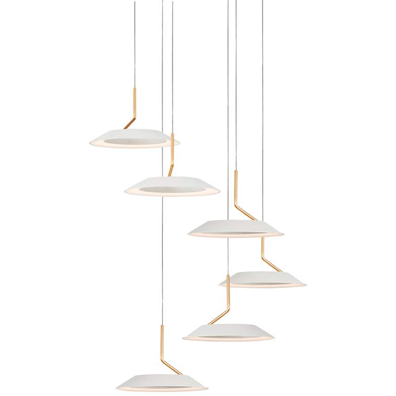 Image 2 Koncept Royyo 12 inchW Matte White and Gold 6-Light Mini Pendant