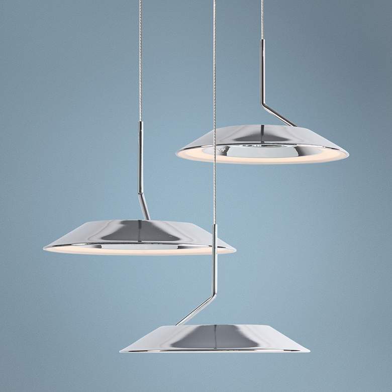 Image 1 Koncept Royyo 12"W Polished Nickel 3-Light Mini Pendant