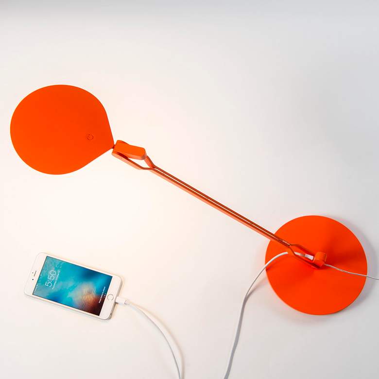 Image 4 Koncept Splitty 17" Matte Orange Modern LED Desk Lamp with USB Port more views