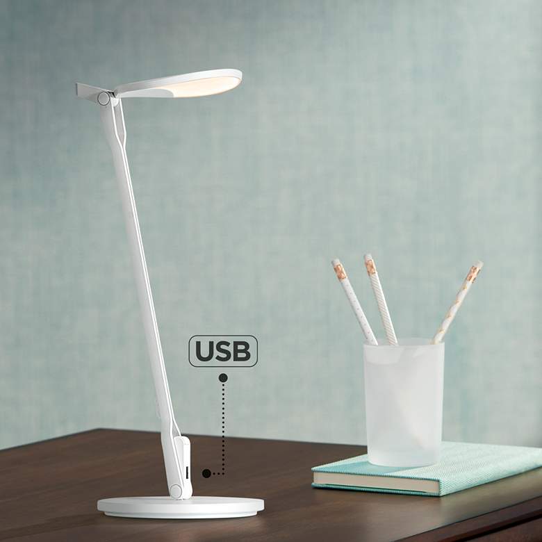 Image 1 Koncept Splitty 17 inch Matte White LED Modern Desk Lamp with USB Port