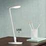 Koncept Splitty 17" Matte White LED Modern Desk Lamp with USB Port