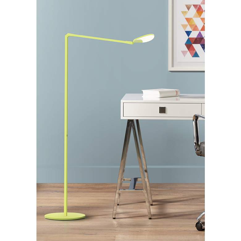 Image 1 Koncept Splitty Matte Green Leaf Modern LED Floor Lamp with USB Port