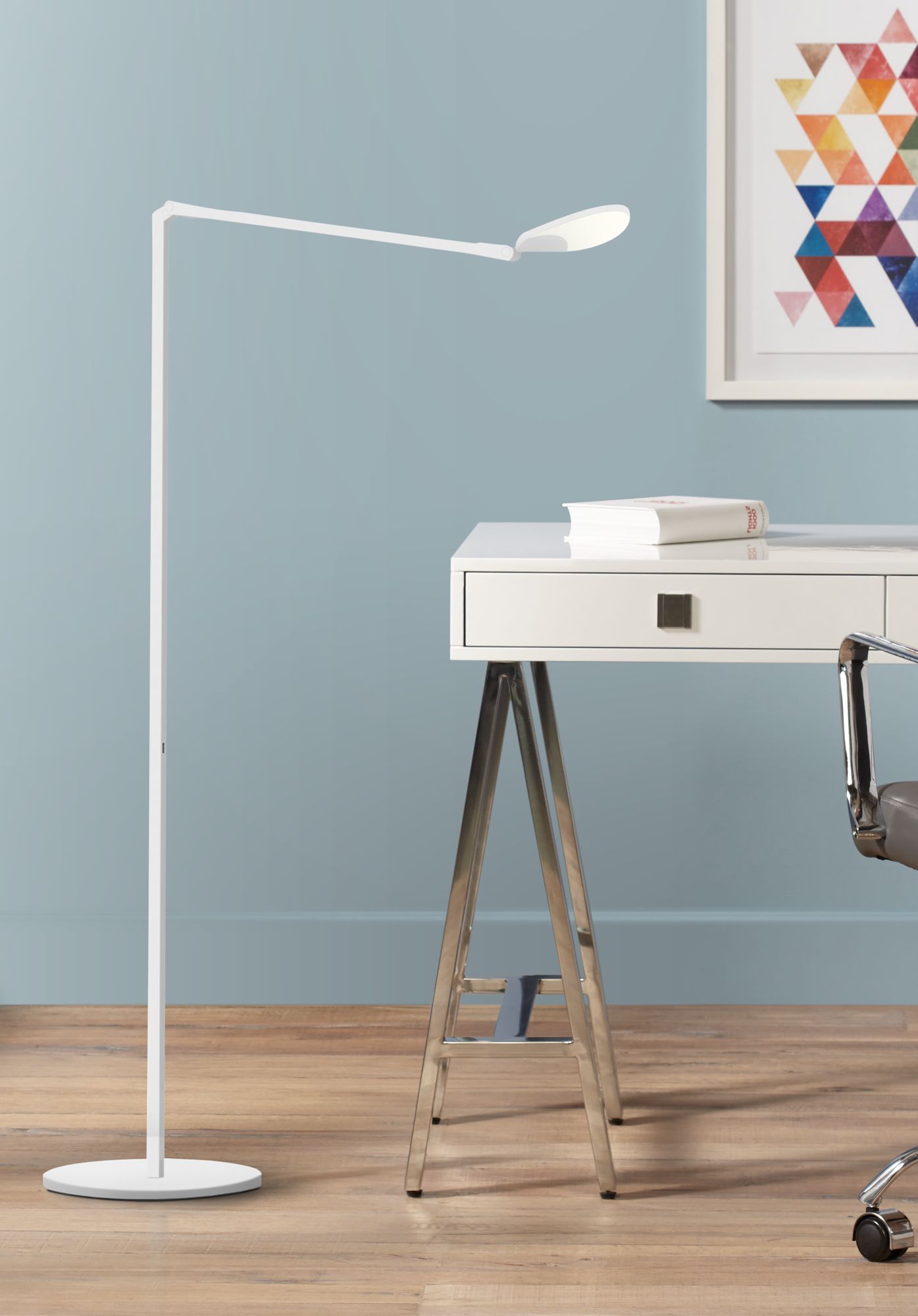 task matte white floor lamp