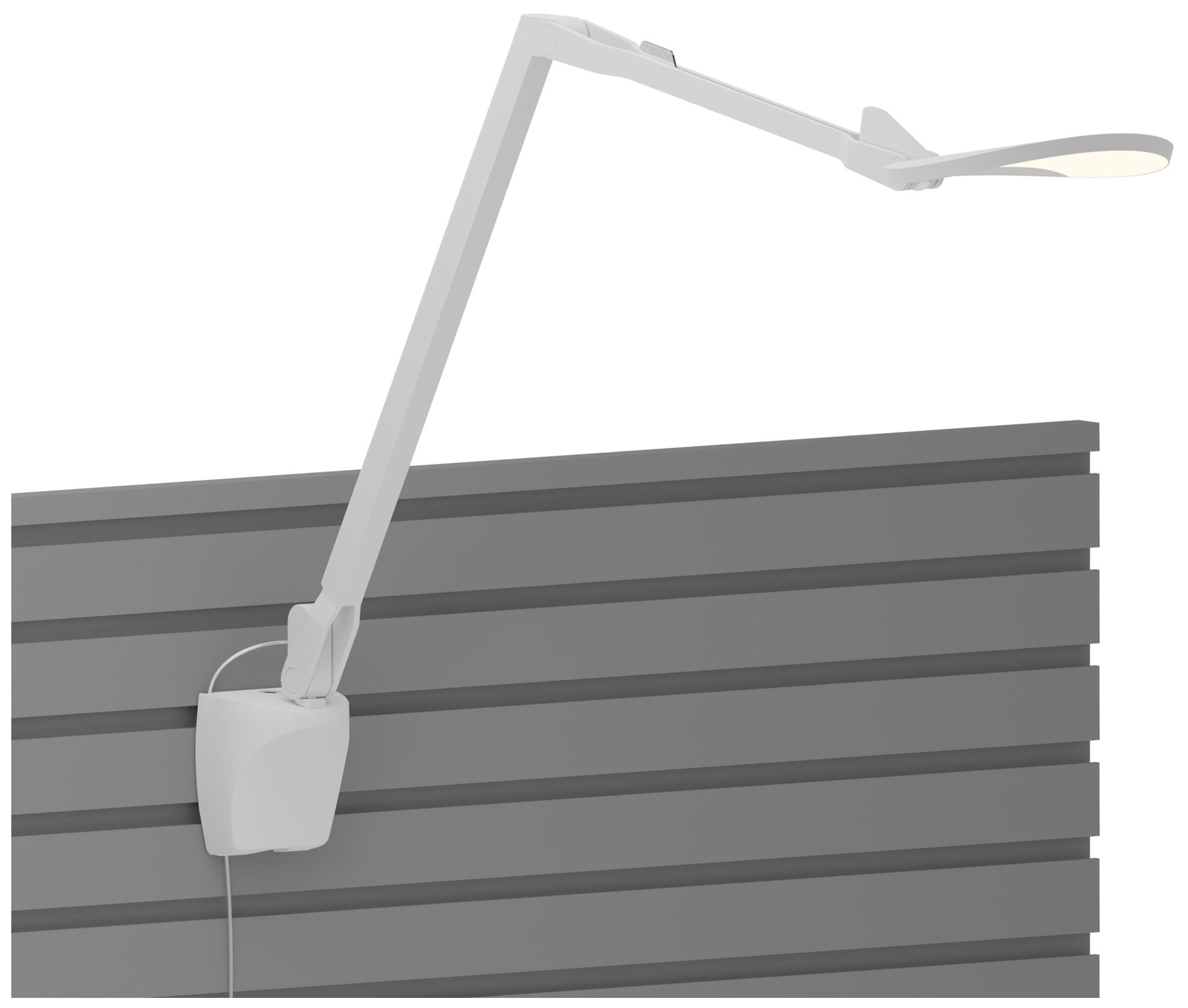 Koncept Splitty Reach, Warm, Matte White) Desk Lamp w/ Slatwall Mount