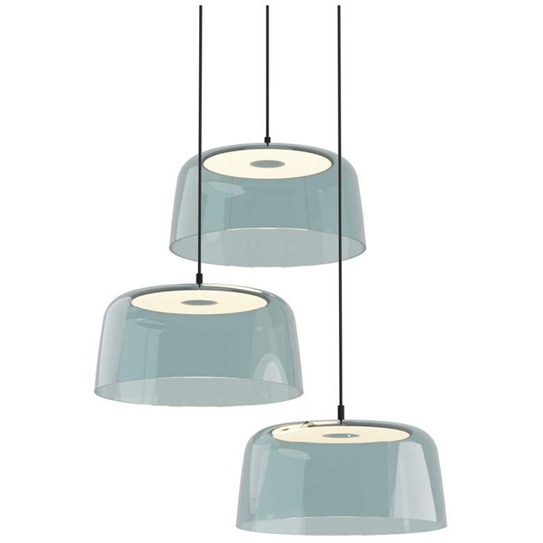Image 1 Koncept Yurei 14" Circular Black Blue Shade 3-Light LED Pendant Light