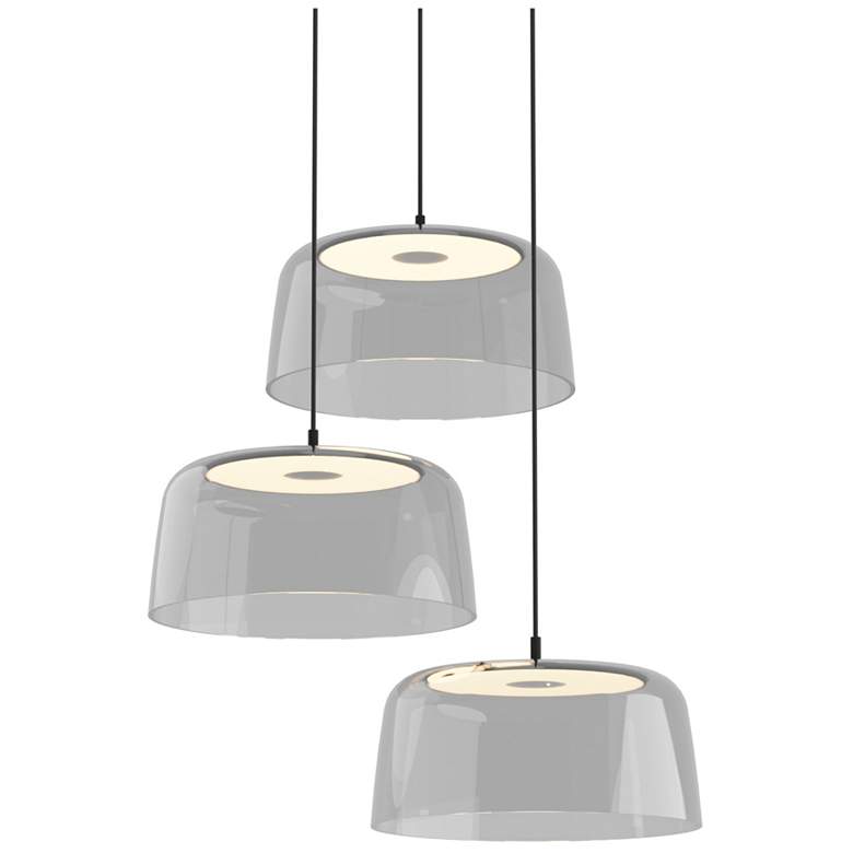 Image 1 Koncept Yurei 14" Circular Black Clear Shade Glass 3-Light LED Pendant