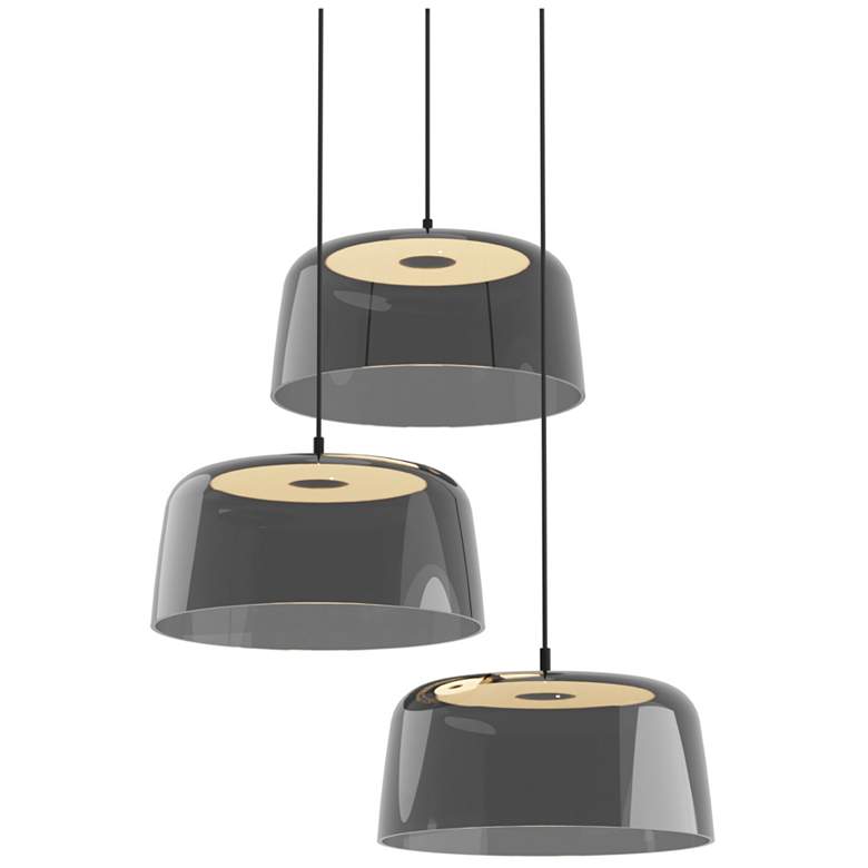Image 1 Koncept Yurei 14" Wide Black and Dark Gray Circular 3-Light Pendant