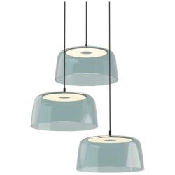 Koncept Yurei Circular 3 Pendant Lamp Black w 14" Shade Blue