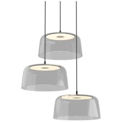 Koncept Yurei Circular 3 Pendant Lamp Black w 14" Shade Clear
