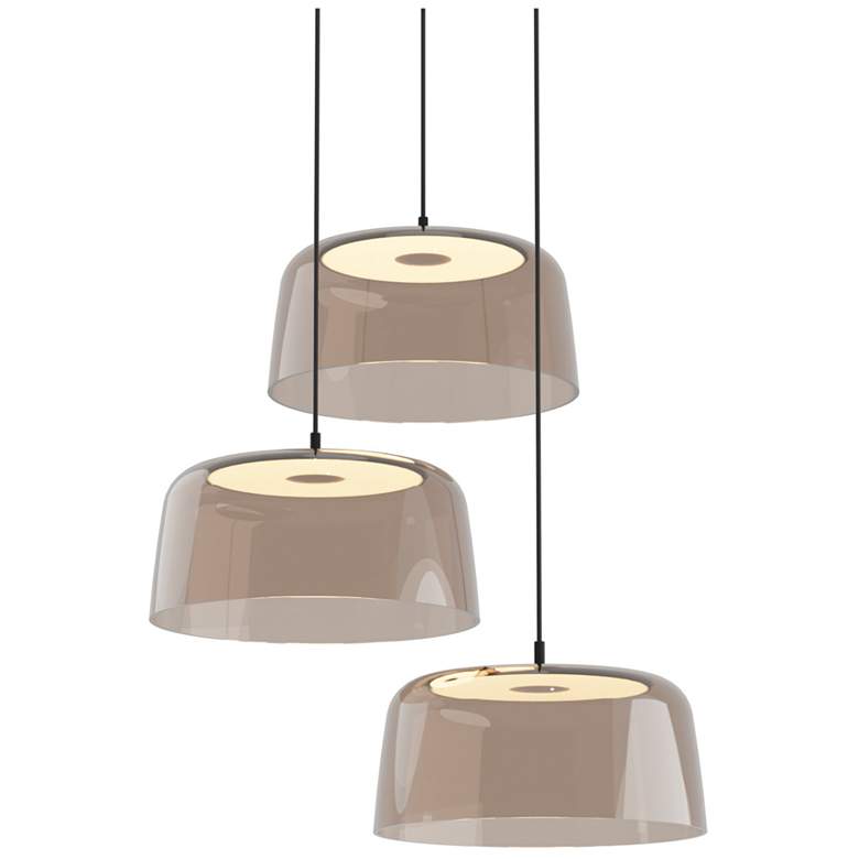 Image 1 Koncept Yurei Circular 3 Pendant Lamp Black w 14" Shade Tea Brown