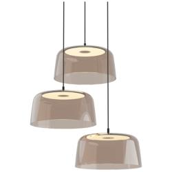 Koncept Yurei Circular 3 Pendant Lamp Black w 14" Shade Tea Brown