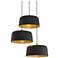 Koncept Yurei Circular 3 Pendant Lamp w 14" Metal Shade Blk w Gold Interior