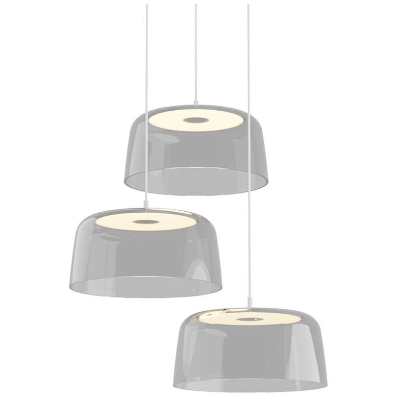 Image 1 Koncept Yurei Circular 3 Pendant Lamp White w 14" Shade Clear