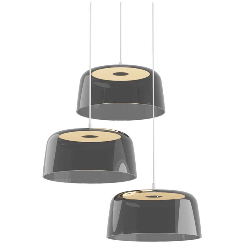 Image 1 Koncept Yurei Circular 3 Pendant Lamp White w 14" Shade Dark Gray