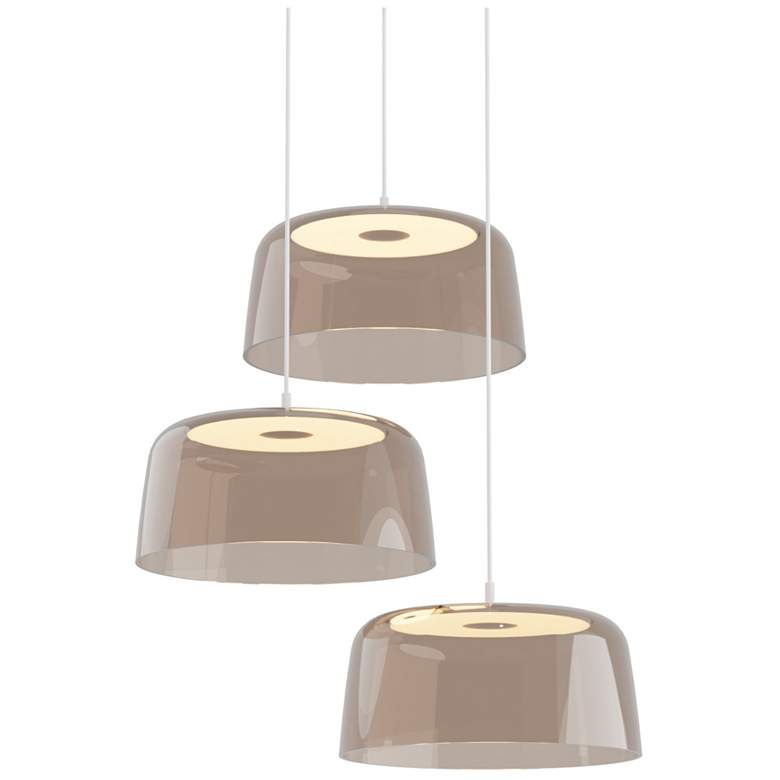 Image 1 Koncept Yurei Circular 3 Pendant Lamp White w 14" Shade Tea Brown