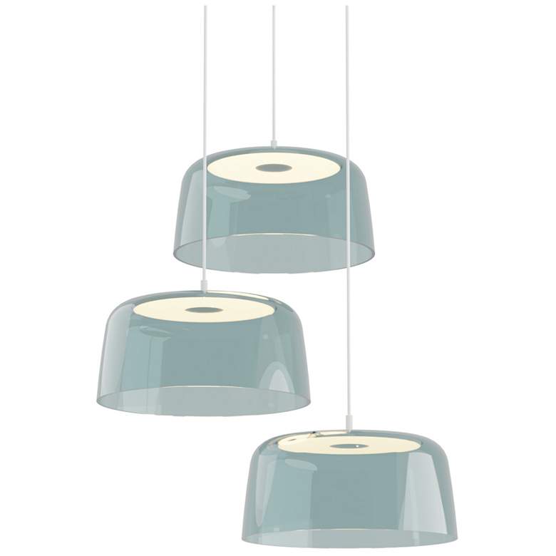 Image 1 Koncept Yurei Circular 3 Pendant Lamp White w 14" Shade Blue
