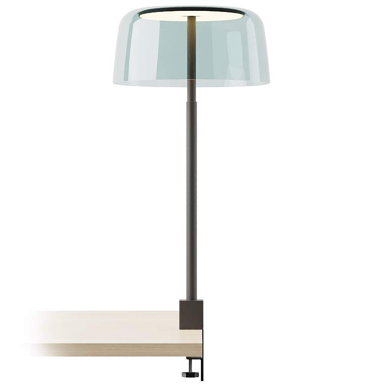 Image 1 Koncept Yurei Co-Working 14" High Blue Glass and Black Clamp Lamp