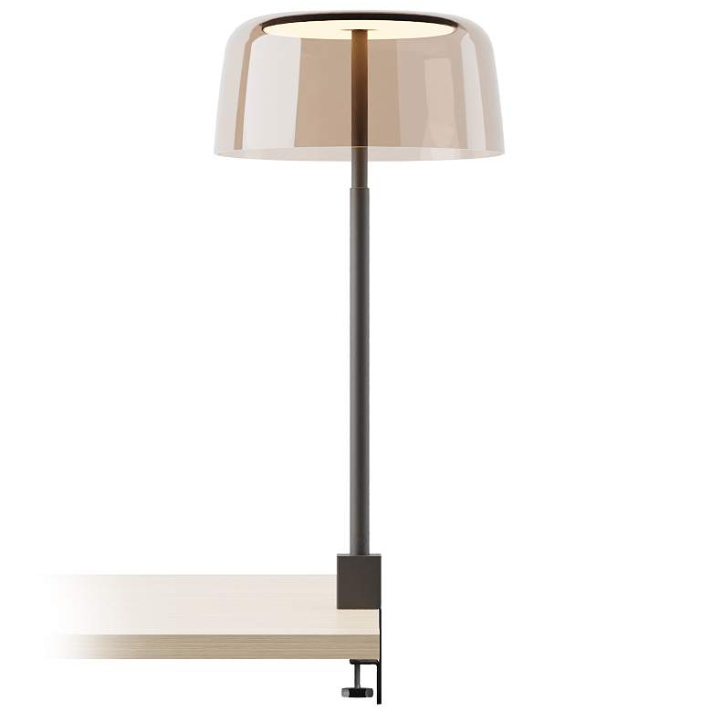 Image 1 Koncept Yurei Co-Working 14" Shade Tea Glass Black LED Clamp Lamp