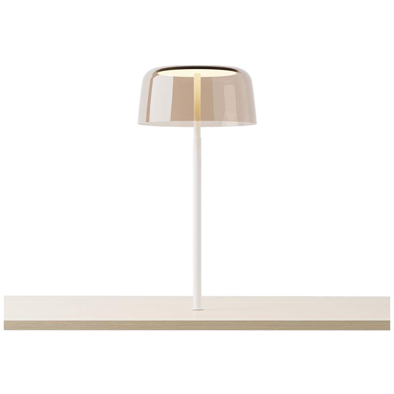 Image 1 Koncept Yurei Co-Working 14" Tea Glass Shade White Finish LED Lamp