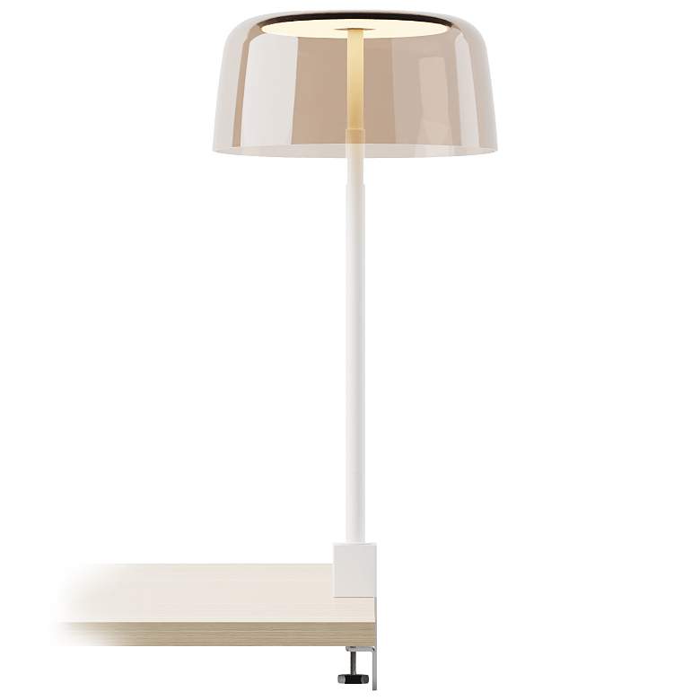 Image 1 Koncept Yurei Co-Working 14" Tea Glass White Finish LED Clamp Lamp