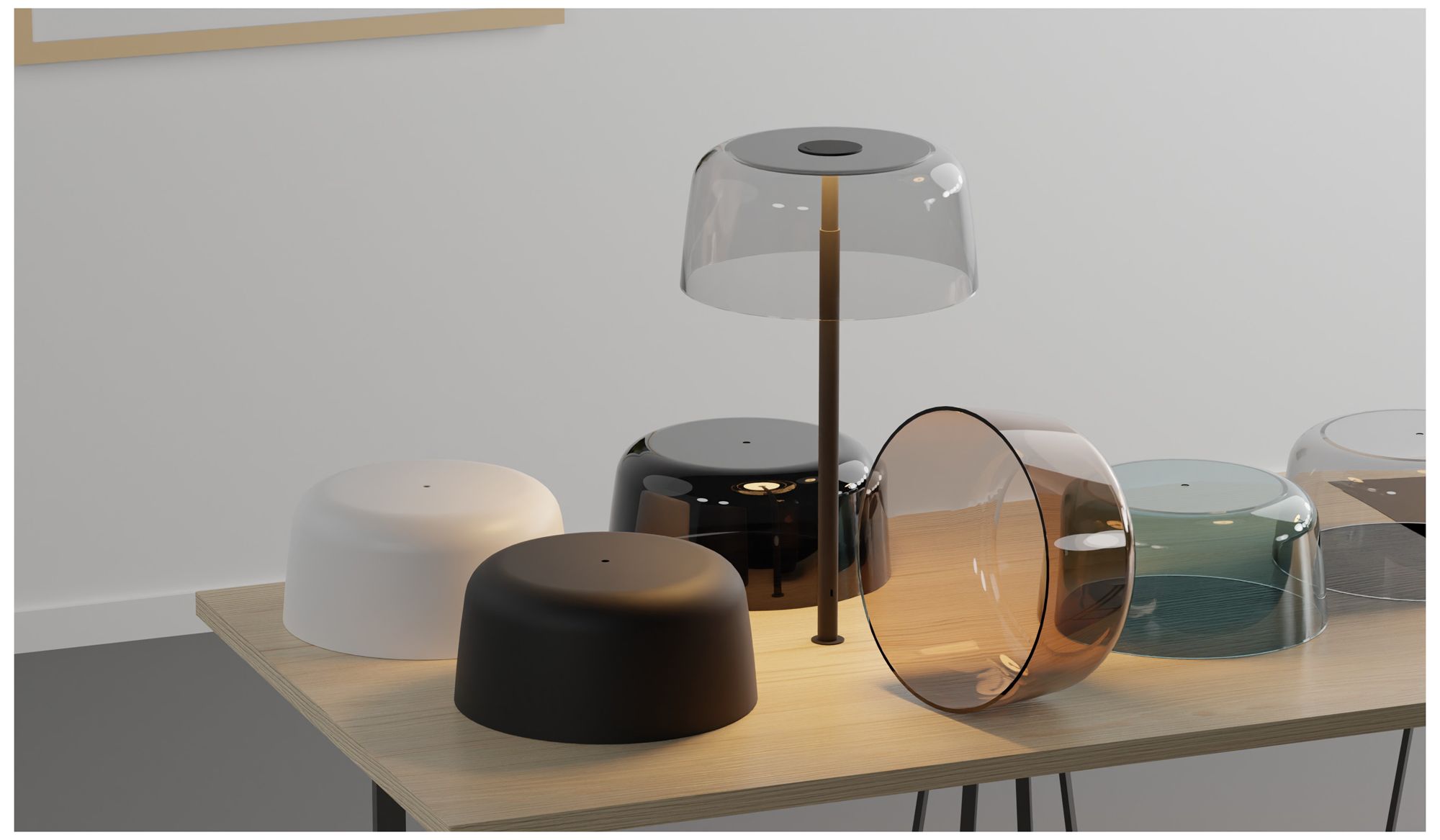 Image 2 Koncept Yurei Co-Working Lamp Blk w 14" metal Shade Black w/ Gold Inte more views